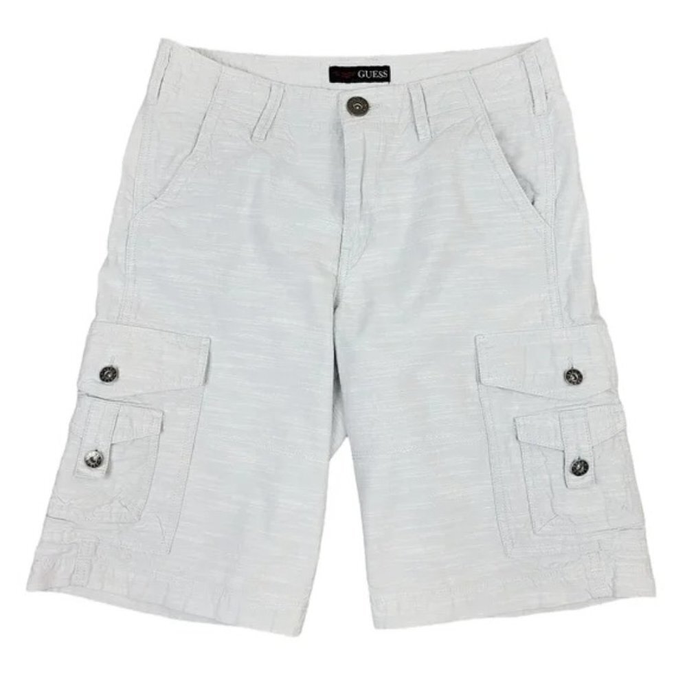 Guess Men's Light Gray Silver Cargo Shorts Size 31